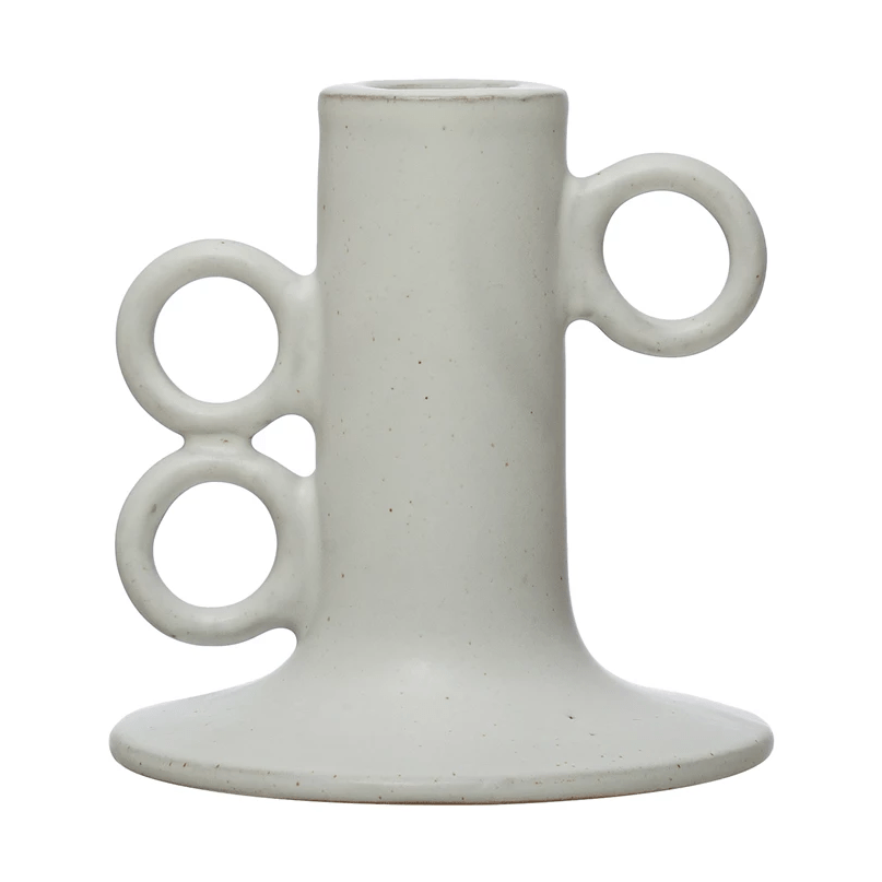 Stoneware Taper Candle Holder in White
