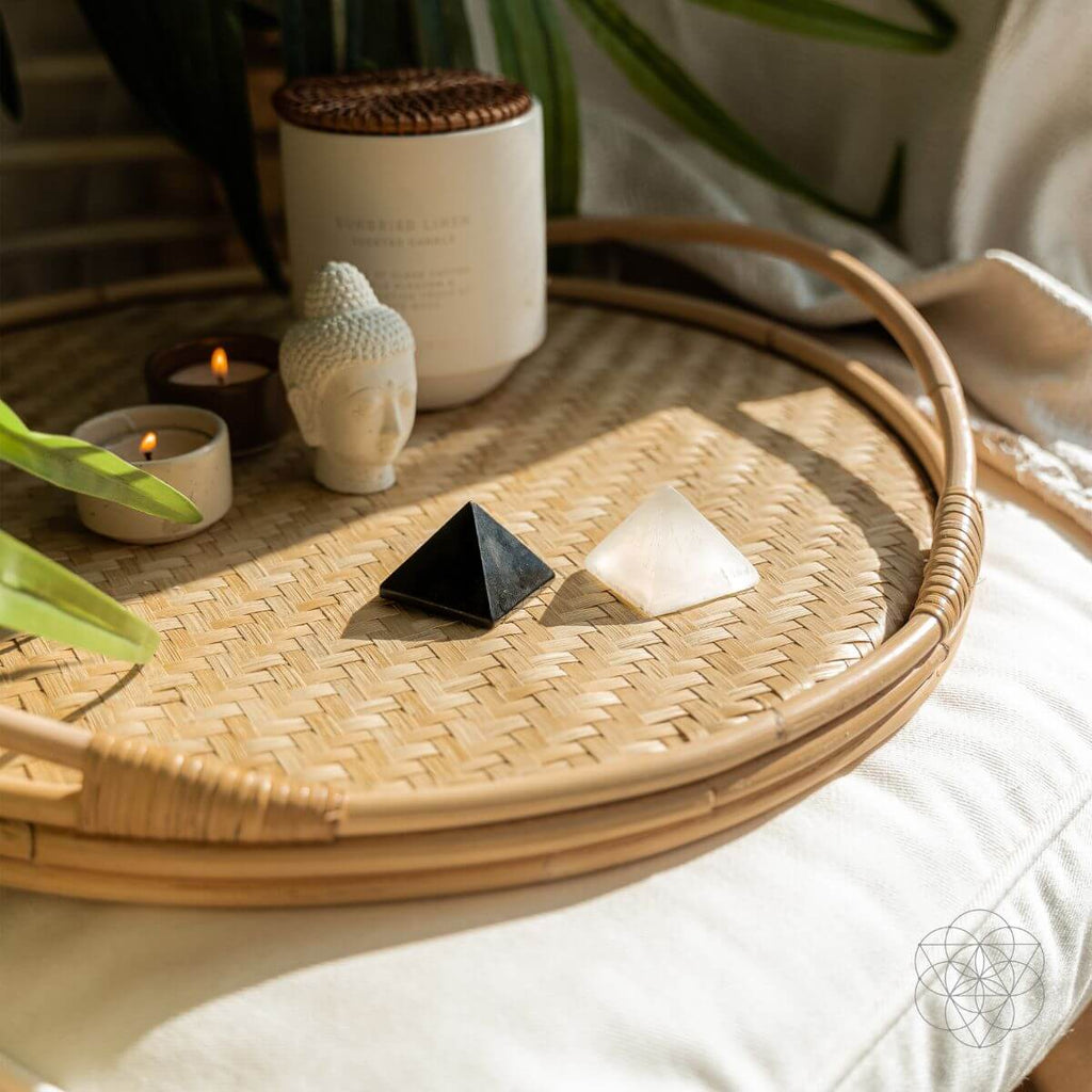 Stress Soothing Shungite Selenite Pyramids | Conscious Items