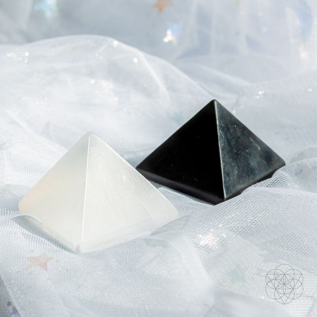 Stress Soothing Shungite Selenite Pyramids | Conscious Items