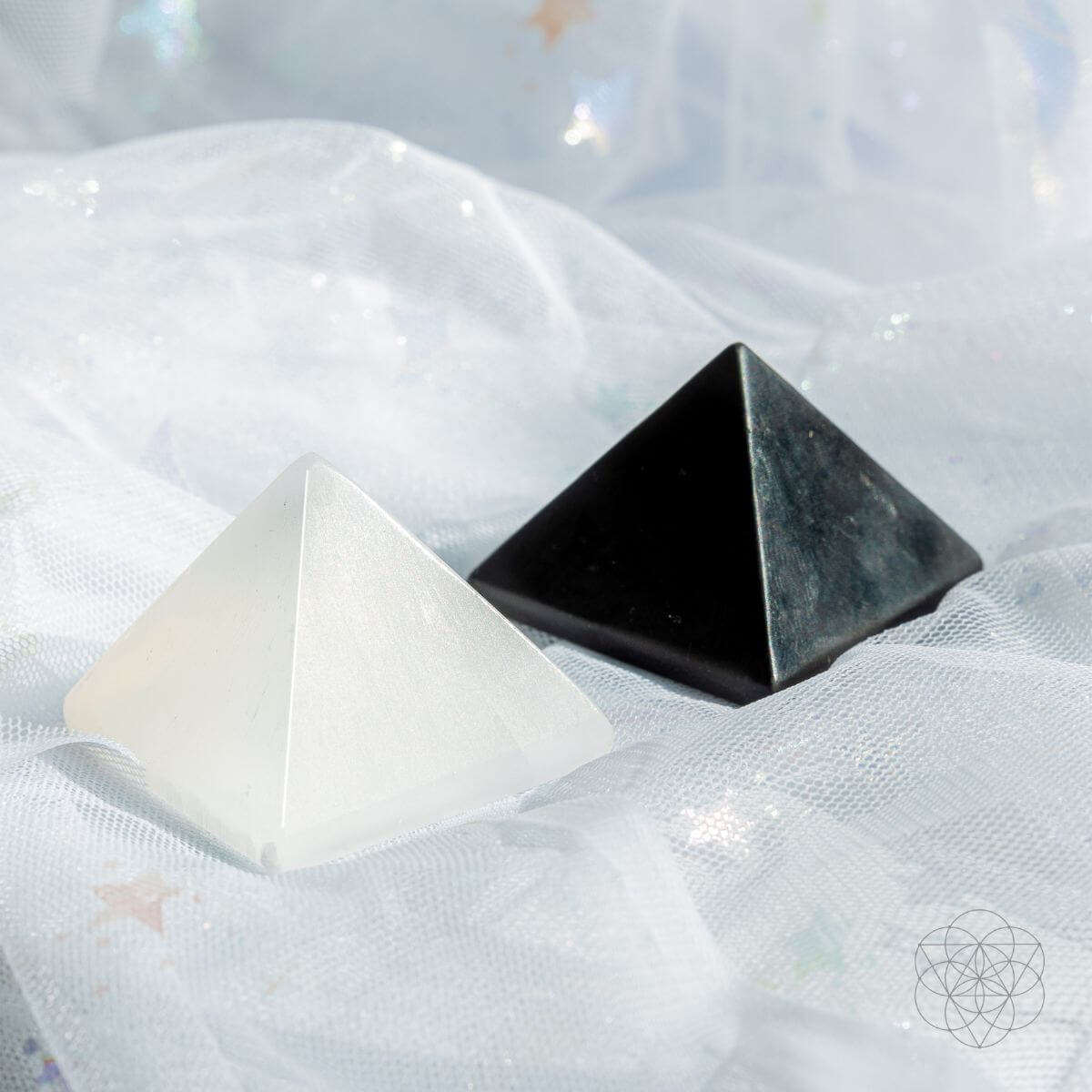 Stress Soothing Shungite Selenite Pyramids | Conscious Items