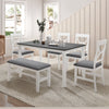 TOPMAX 6-Piece Wood Dining Table Set Kitchen Table Set with Upholstered Bench and 4 Dining Chairs, Farmhouse Style,Gray+White old sku: SP000003AAK