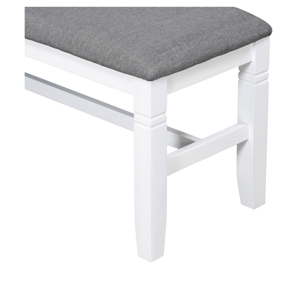 TOPMAX 6-Piece Wood Dining Table Set Kitchen Table Set with Upholstered Bench and 4 Dining Chairs, Farmhouse Style,Gray+White old sku: SP000003AAK