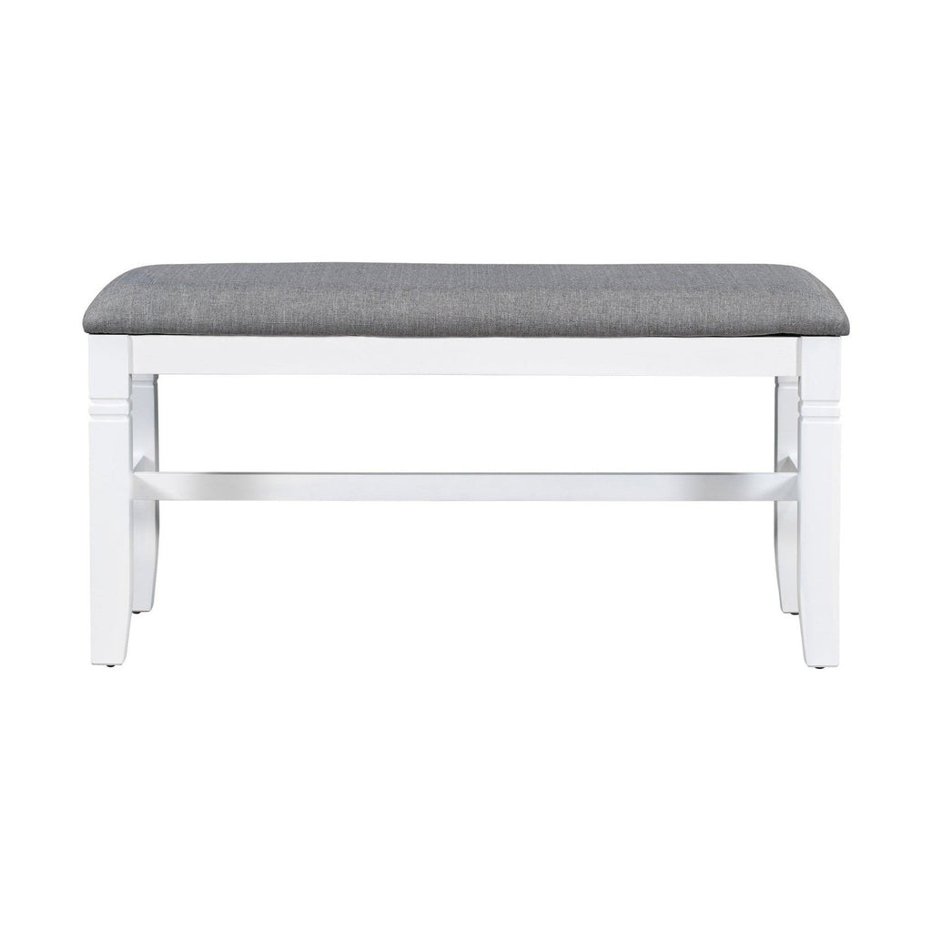 TOPMAX 6-Piece Wood Dining Table Set Kitchen Table Set with Upholstered Bench and 4 Dining Chairs, Farmhouse Style,Gray+White old sku: SP000003AAK
