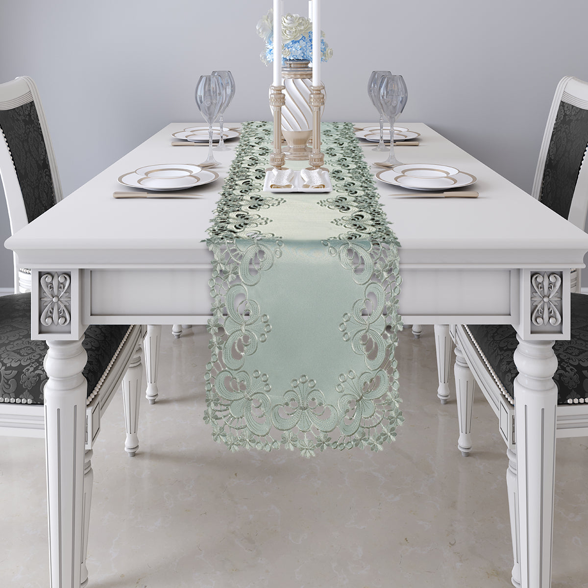 Table Runner with European Embroidery - The Creola Collection