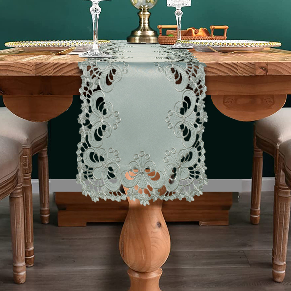 Table Runner with European Embroidery - The Creola Collection