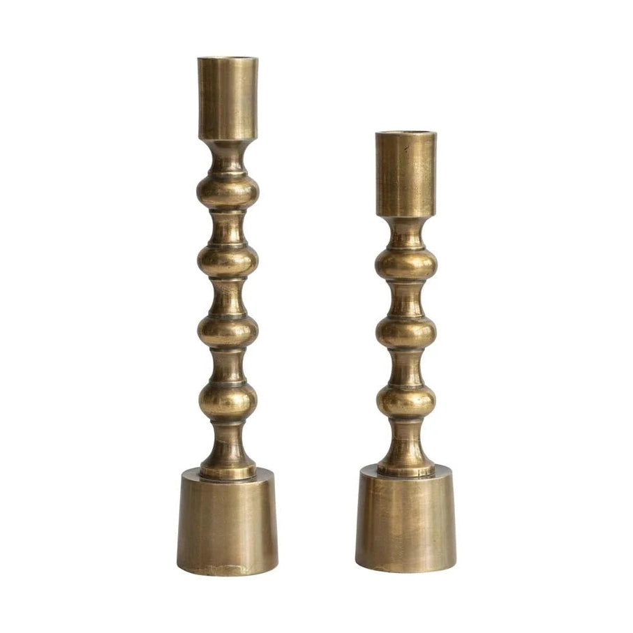 Taper Candle Holders, Antique Gold Finish, Set of 2