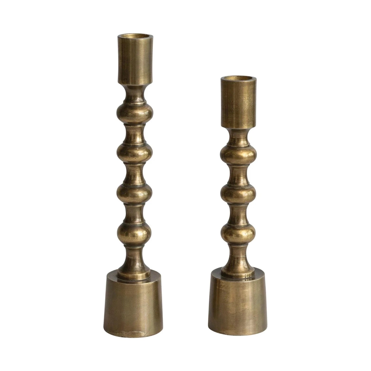 Taper Candle Holders, Antique Gold Finish, Set of 2