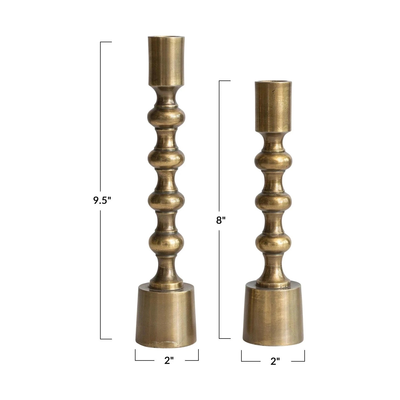 Taper Candle Holders, Antique Gold Finish, Set of 2