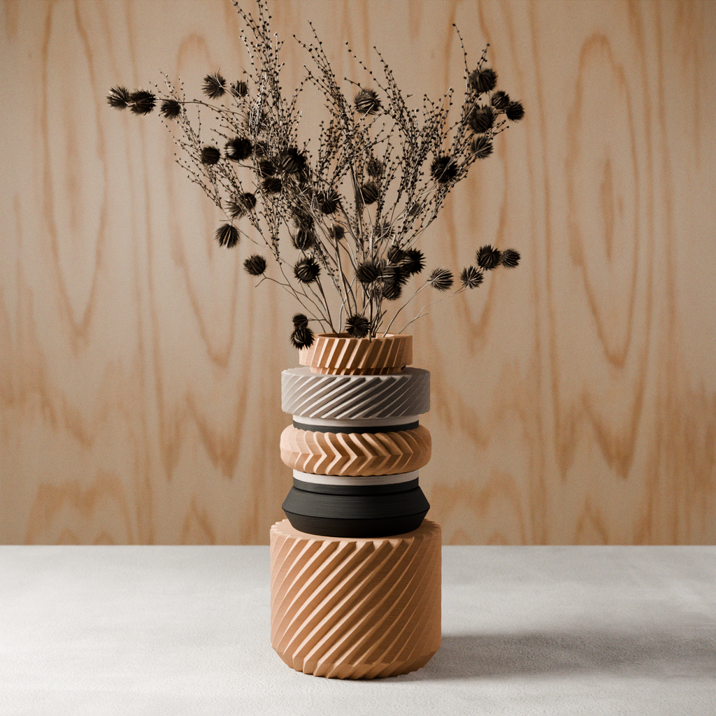 Textured Ceramic Vase Boldly Sculpted | Modernized Pottery
