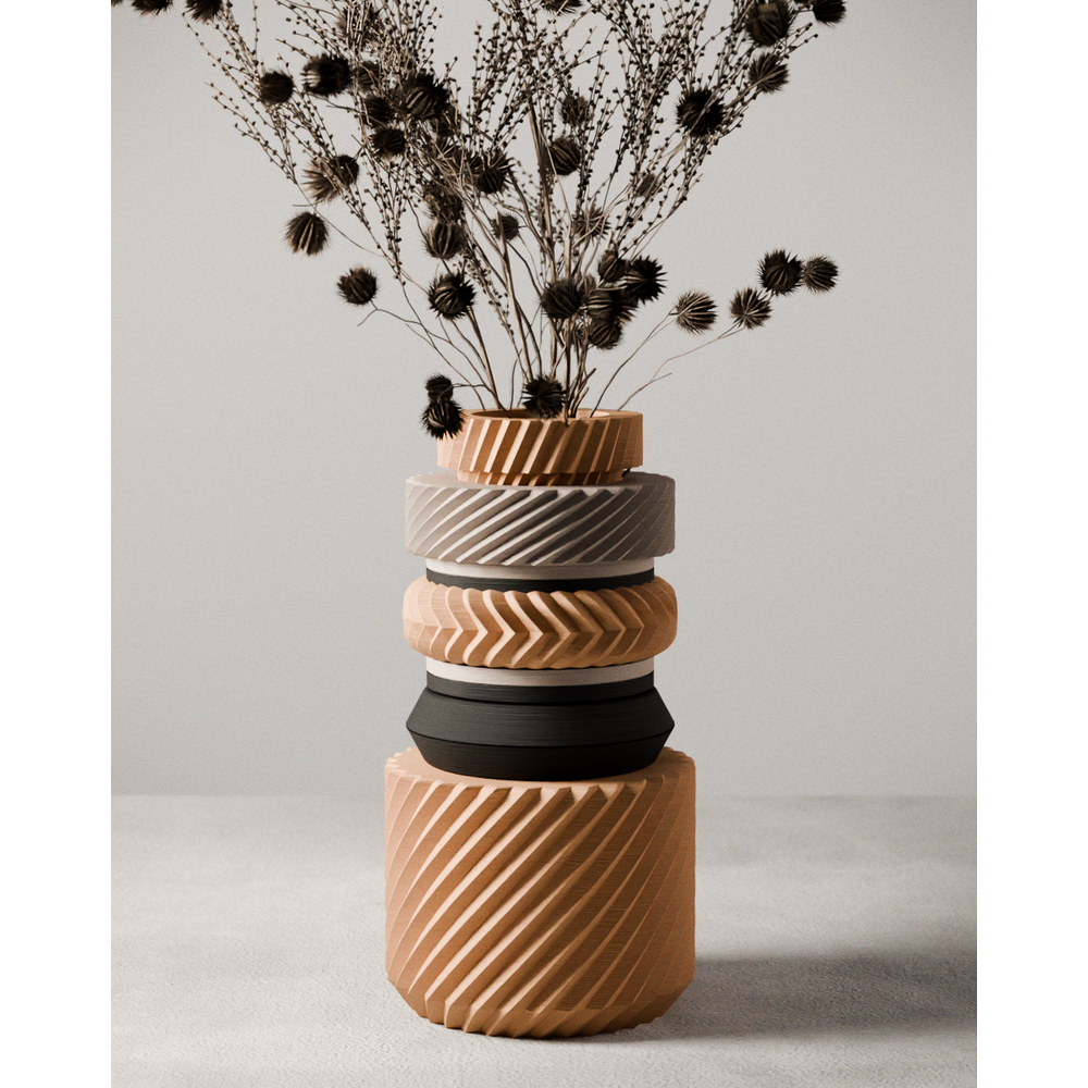 Textured Ceramic Vase Boldly Sculpted | Modernized Pottery