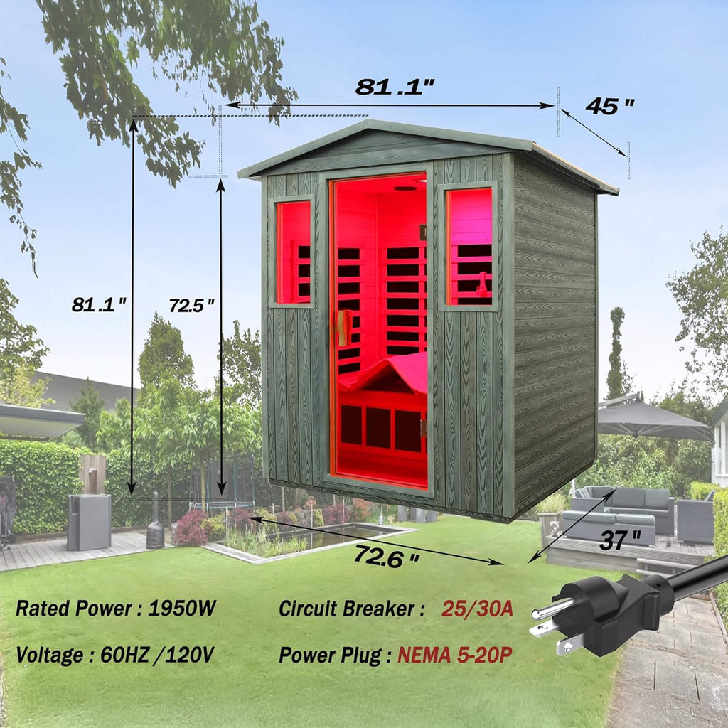 Three-Person Full-Spectrum Infrared Sauna Low-EMF CarbonizedWoodPlastic | SAKSBY WHOLESALE