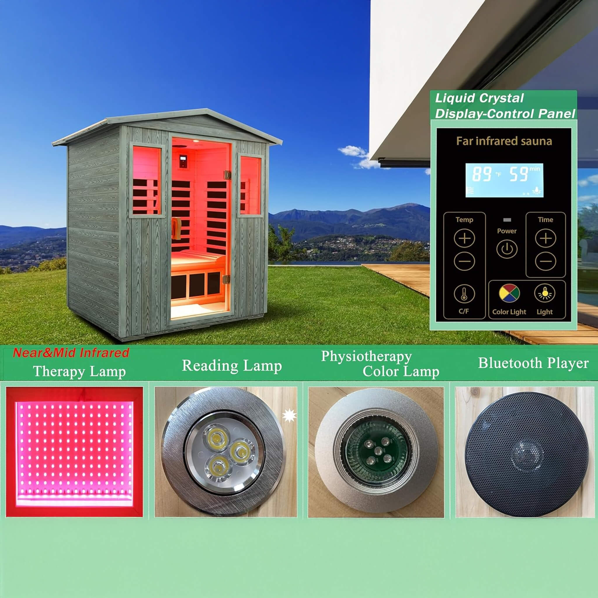Three-Person Full-Spectrum Infrared Sauna Low-EMF CarbonizedWoodPlastic | SAKSBY WHOLESALE