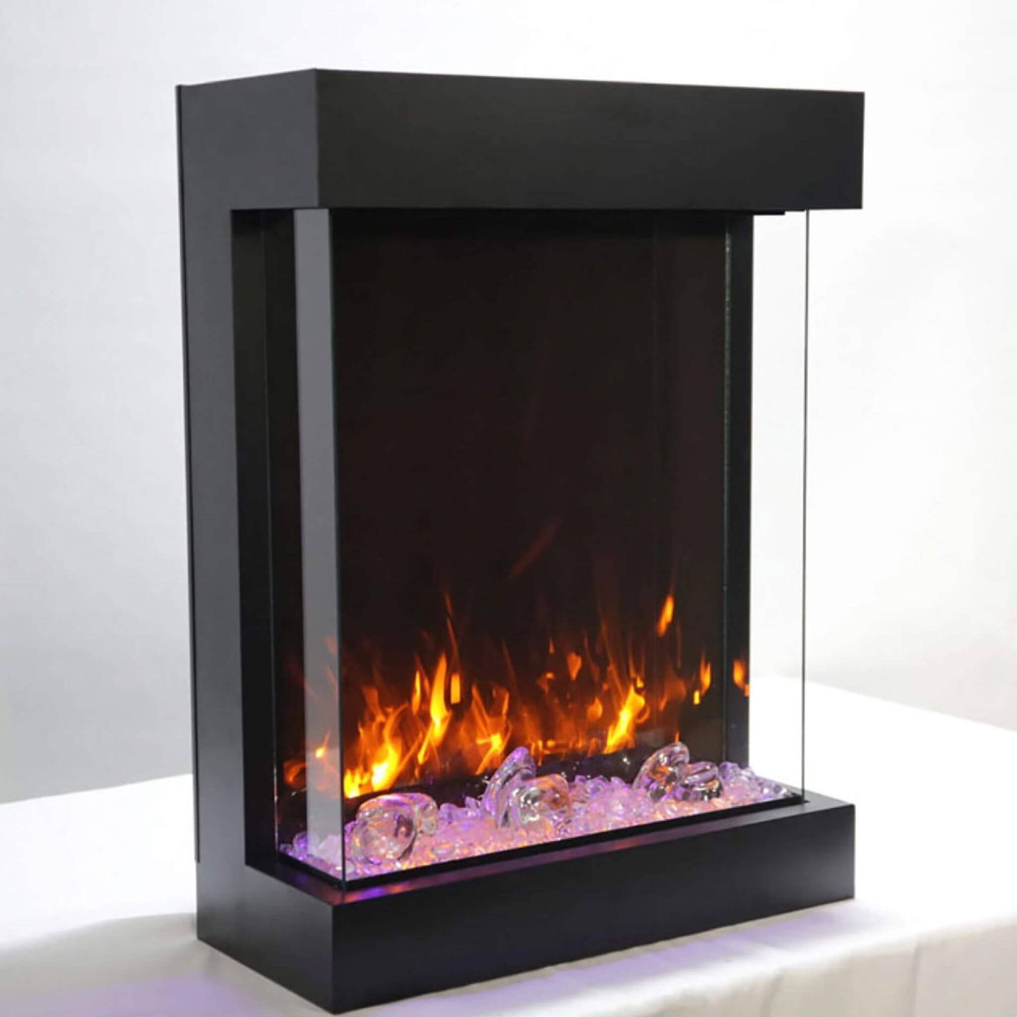Three-Sided Frameless Ember-Effect Electric Freestanding Fireplace | SAKSBY WHOLESALE