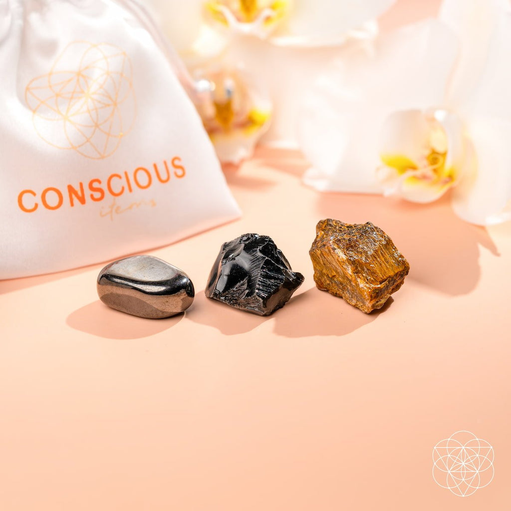 Triple Obsidian Stone Trio Shielding | Conscious Items