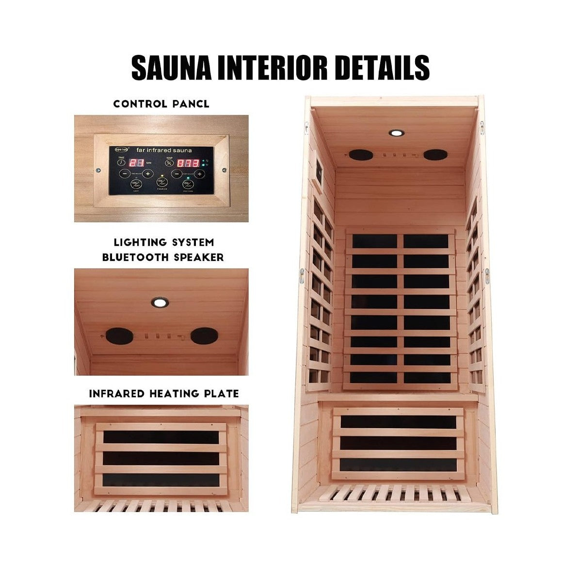 UltraPremium HemlockWood InfraredSauna LowEMF BluetoothSpeakers Deluxe | Saksby Wholesale