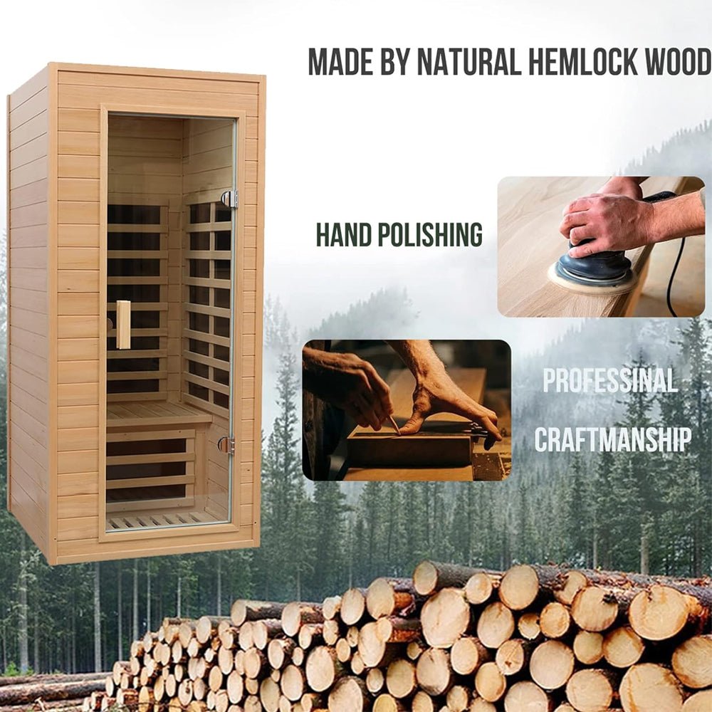 UltraPremium HemlockWood InfraredSauna LowEMF BluetoothSpeakers Deluxe | Saksby Wholesale