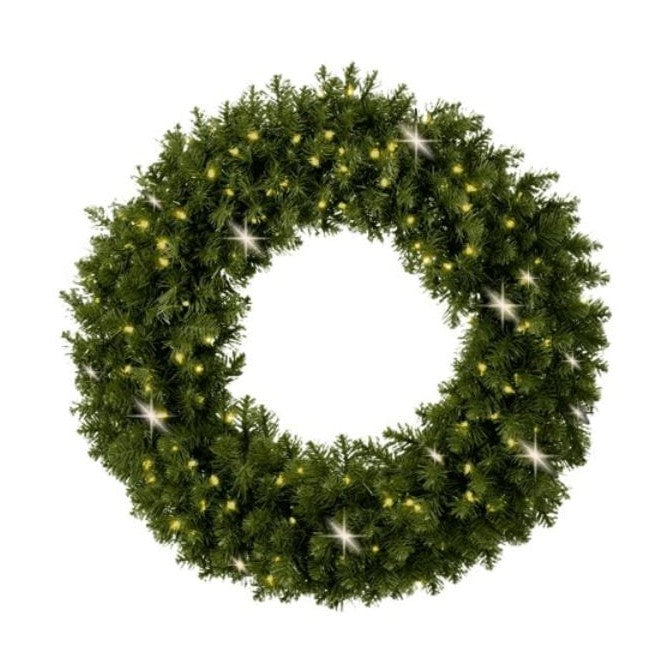 Undecorated Christmas Wreath with Warm White Lights