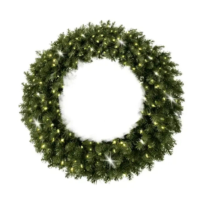Undecorated Christmas Wreath with Warm White Lights