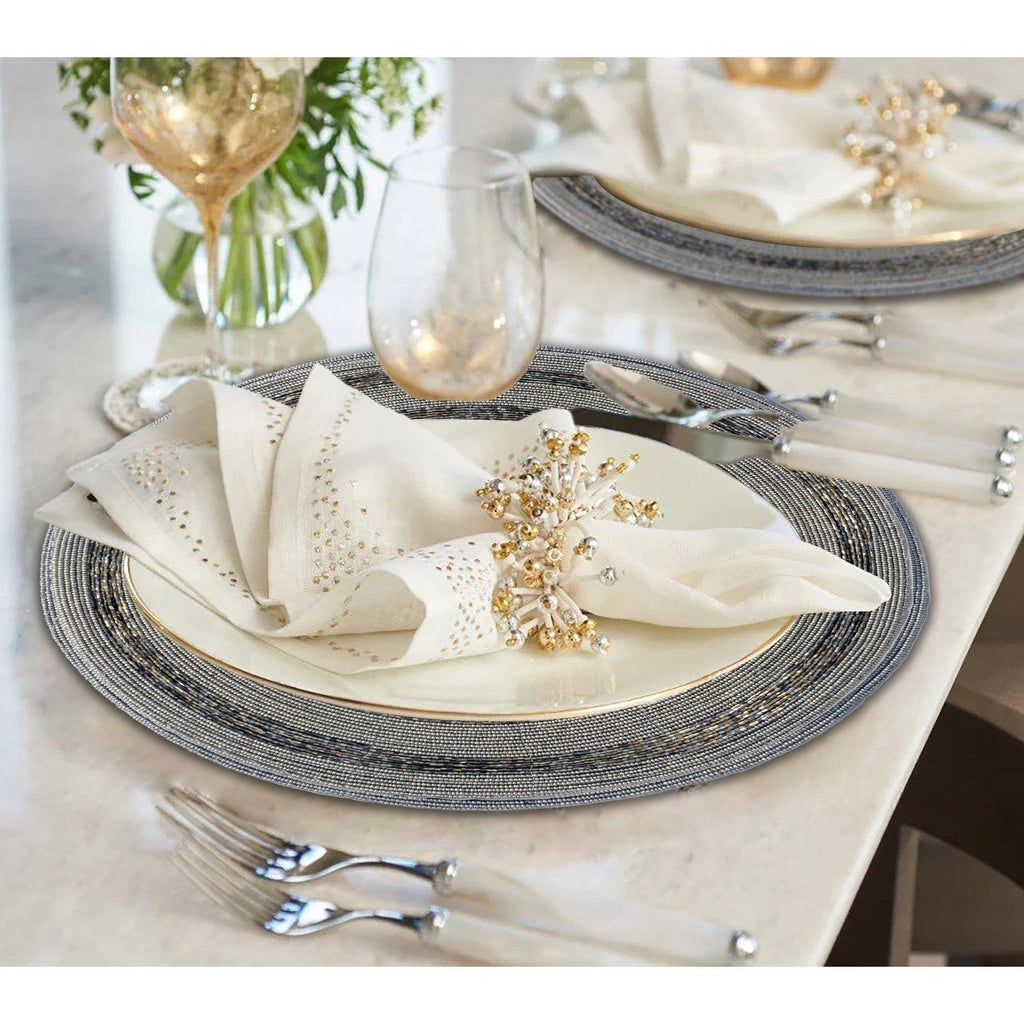 Vaiga Grace – Beaded Placemats, The Vaiga Collection Elegant Decorative Dining Table Décor 14 inch