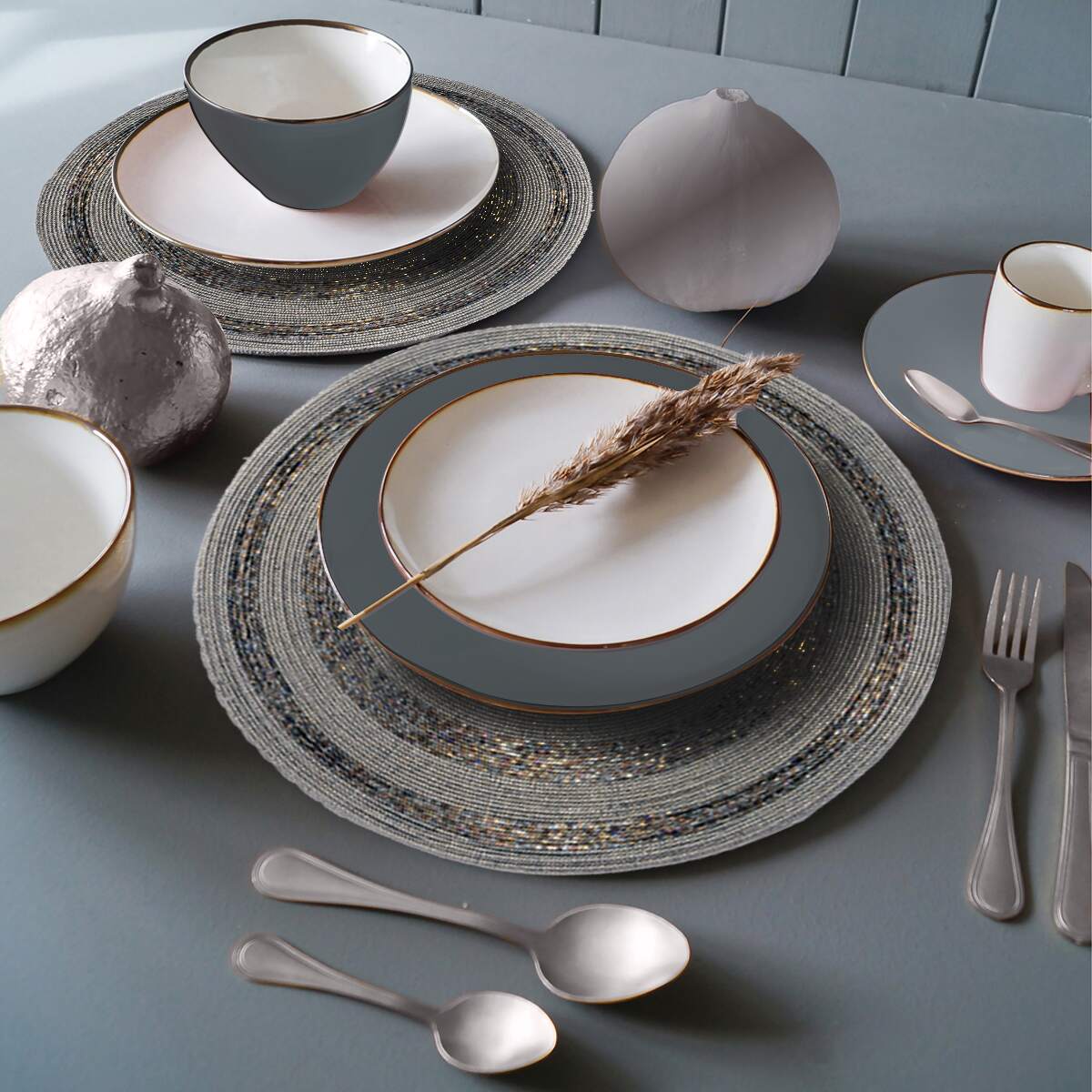 Vaiga Grace – Beaded Placemats, The Vaiga Collection Elegant Decorative Dining Table Décor 14 inch