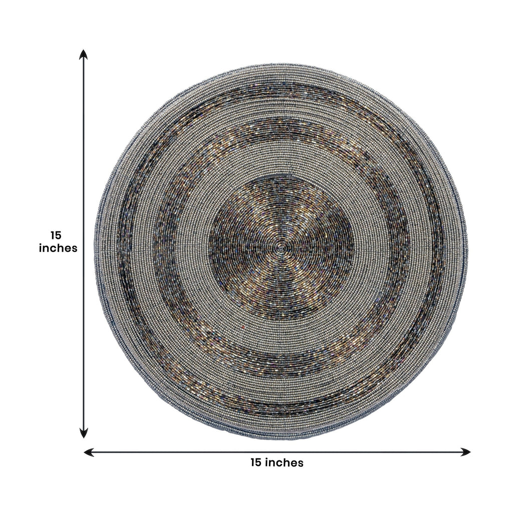 Vaiga Grace – Beaded Placemats, The Vaiga Collection Elegant Decorative Dining Table Décor 14 inch