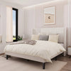 Velvet Upholstered Platform Bed Wingback Headboard | HomePacific