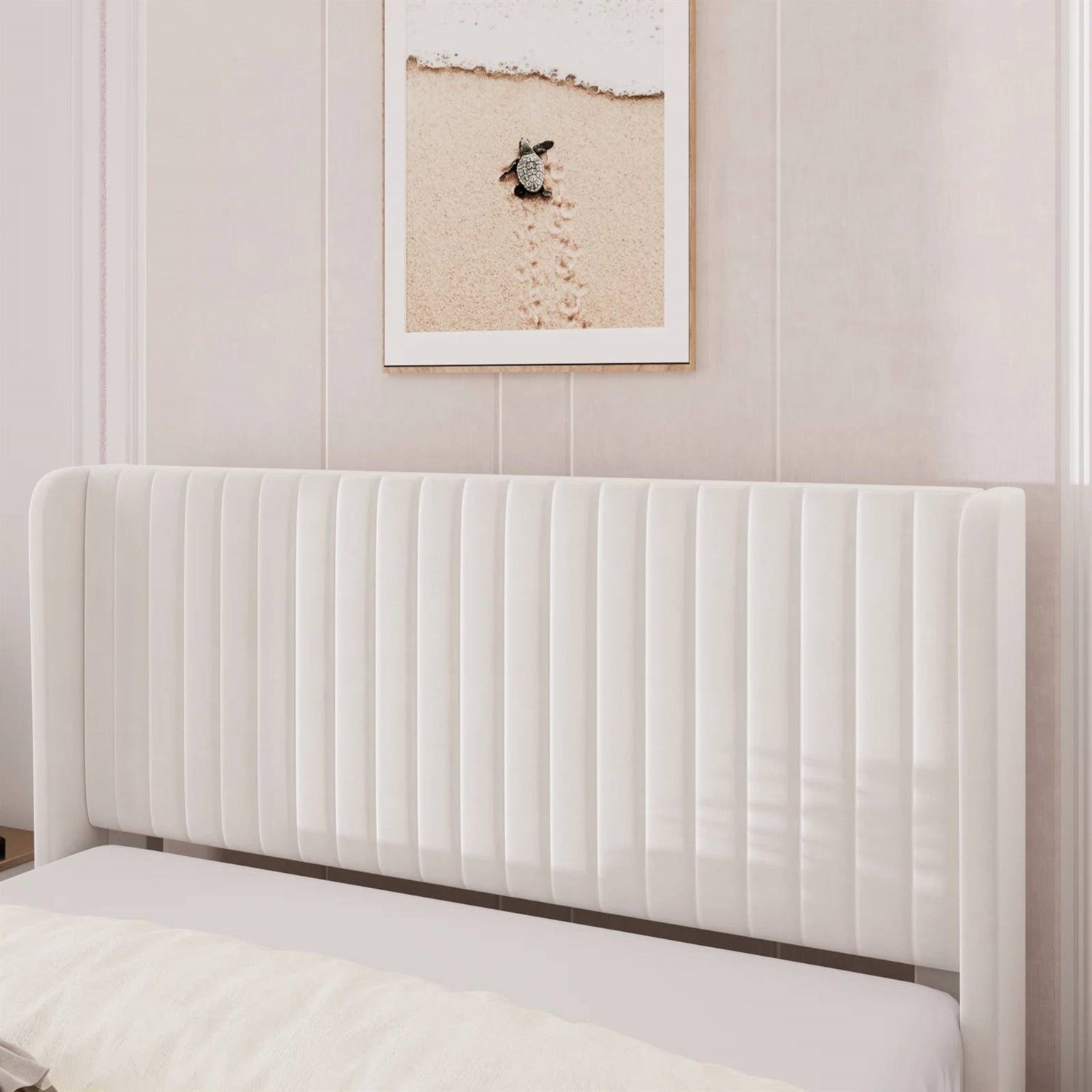 Velvet Upholstered Platform Bed Wingback Headboard | HomePacific
