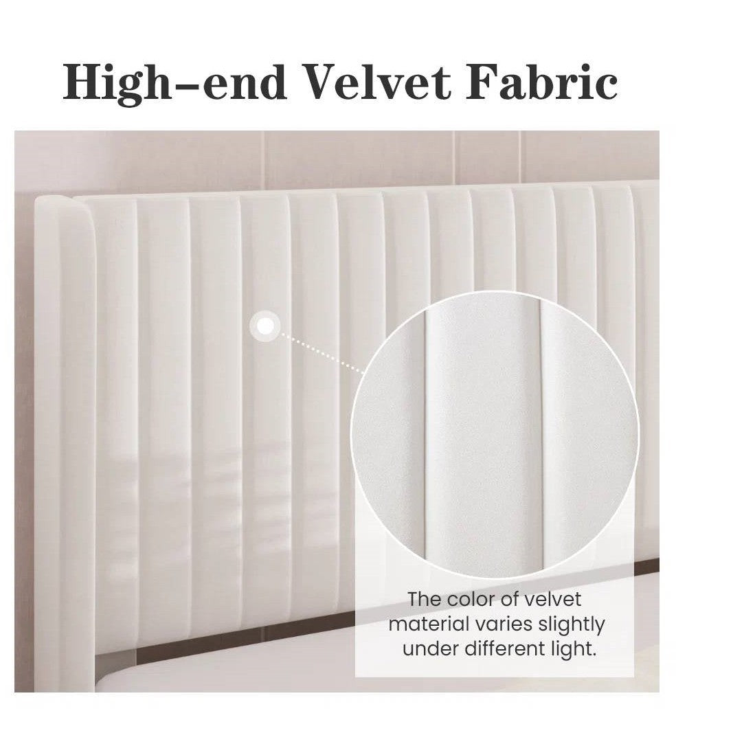 Velvet Upholstered Platform Bed Wingback Headboard | HomePacific