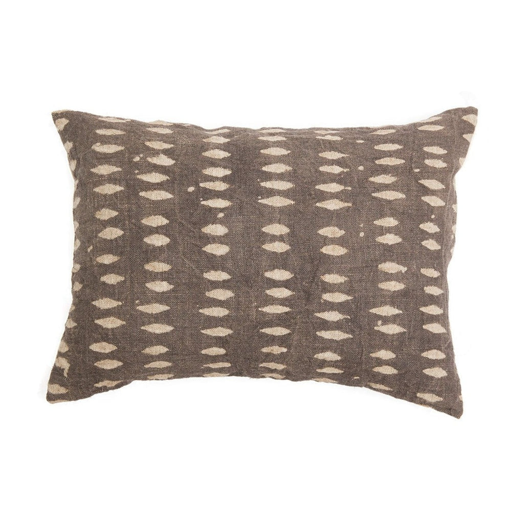 Vina Linen Block Print Throw Pillow Cover, Sand