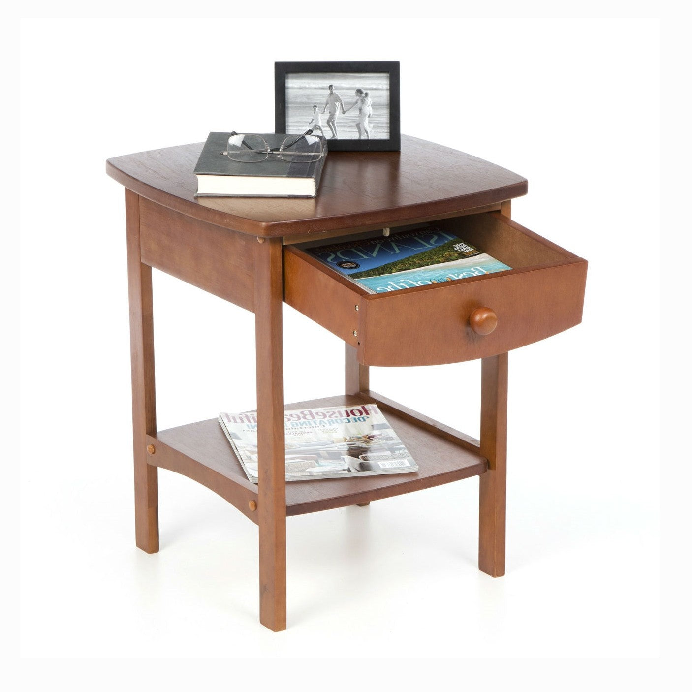 Walnut Wood Finish 1 Drawer Nightstand | HomePacific