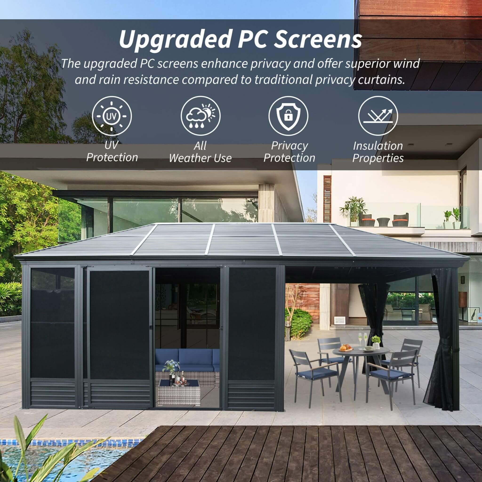 [11X21FT] Alora Outdoor All-Season Solarium Sunroom Gazebo With Galvanized Steel Roof (SAK42018) by SAKSBY WHOLESALE
