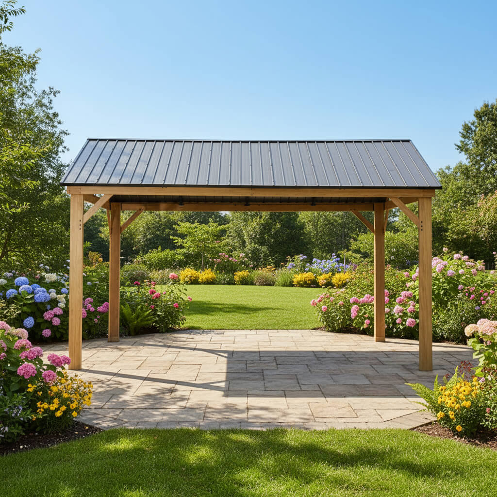 Weather-Resistant Industrial-Grade Aluminum Wood-Grain Gazebo Ultra-Hardtop | SAKSBY WHOLESALE