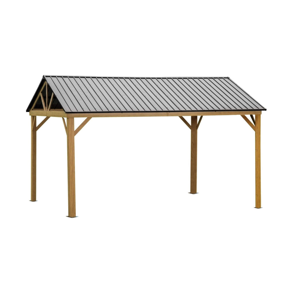 Weather-Resistant Industrial-Grade Aluminum Wood-Grain Gazebo Ultra-Hardtop | SAKSBY WHOLESALE
