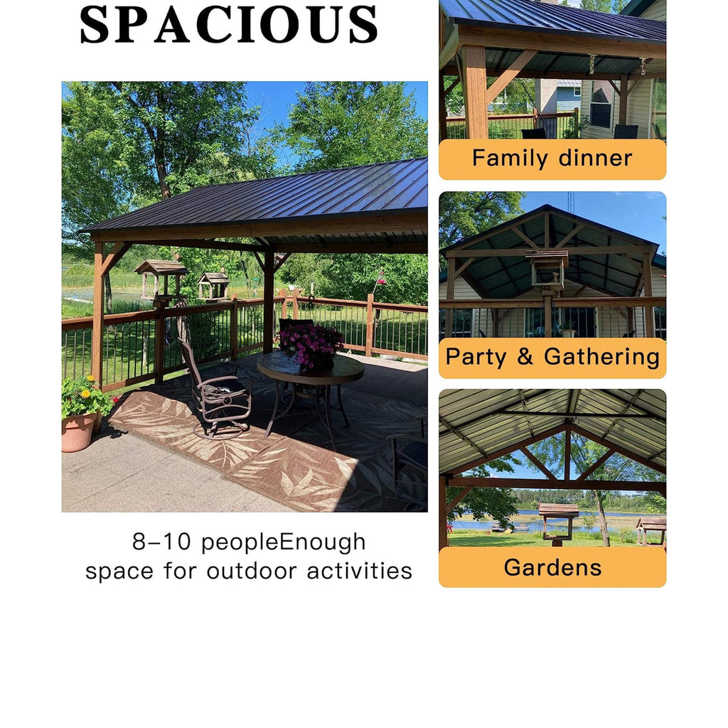 Weather-Resistant Industrial-Grade Aluminum Wood-Grain Gazebo Ultra-Hardtop | SAKSBY WHOLESALE