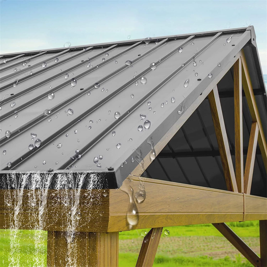 Weather-Resistant Industrial-Grade Aluminum Wood-Grain Gazebo Ultra-Hardtop | SAKSBY WHOLESALE