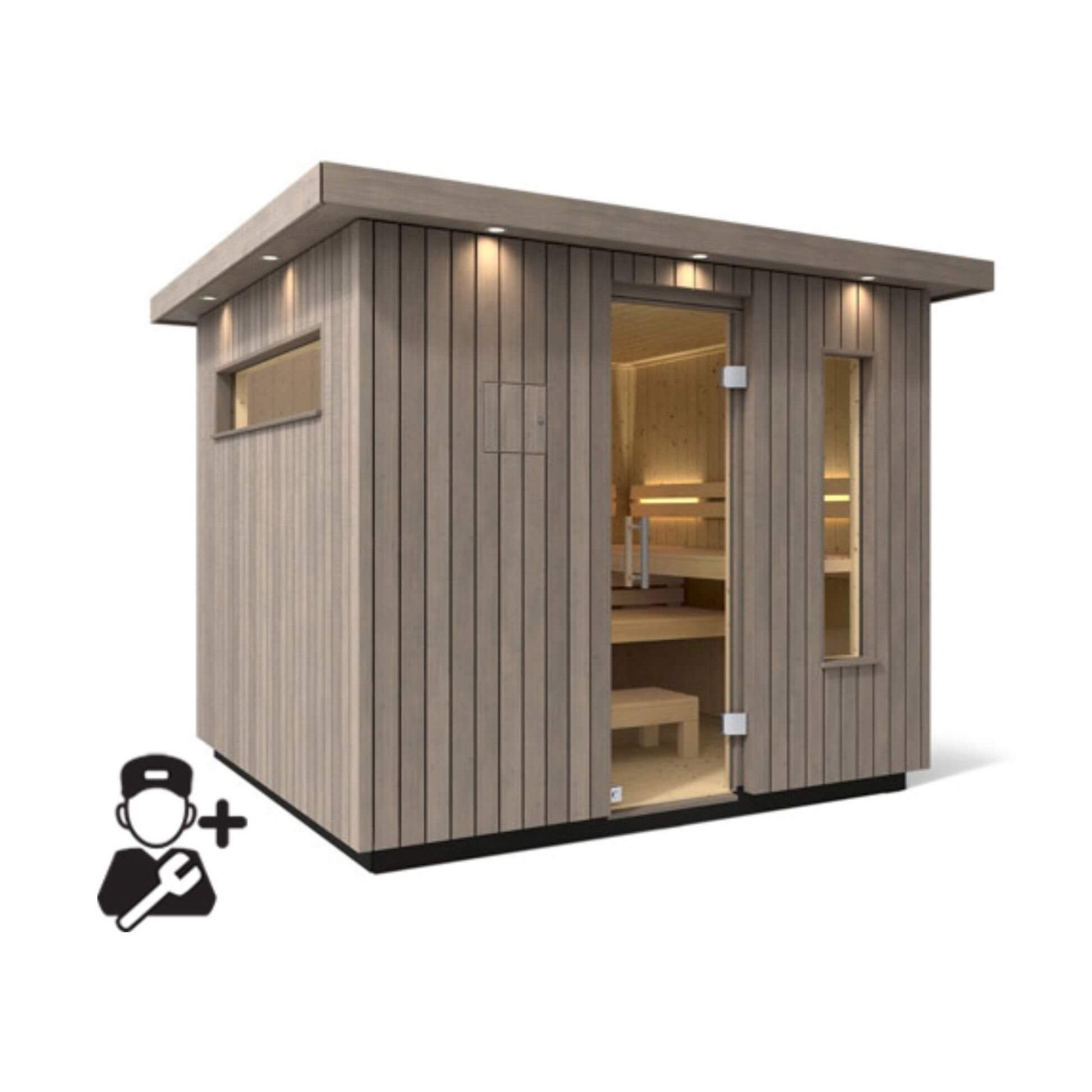 Weathered Spruce Outdoor Sauna Kit Supreme | SAKSBY WHOLESALE
