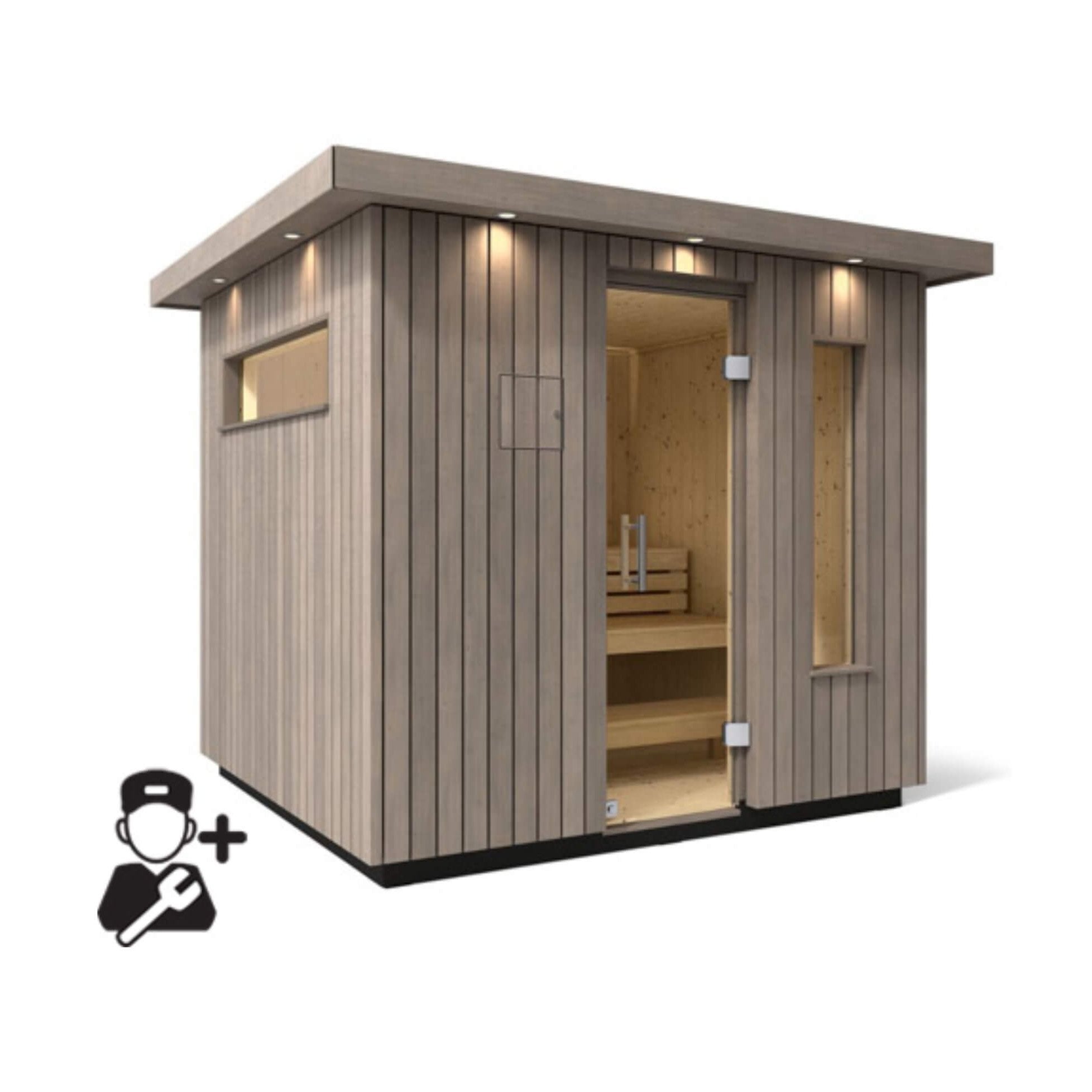 Weathered Spruce Outdoor Sauna Kit Supreme | SAKSBY WHOLESALE