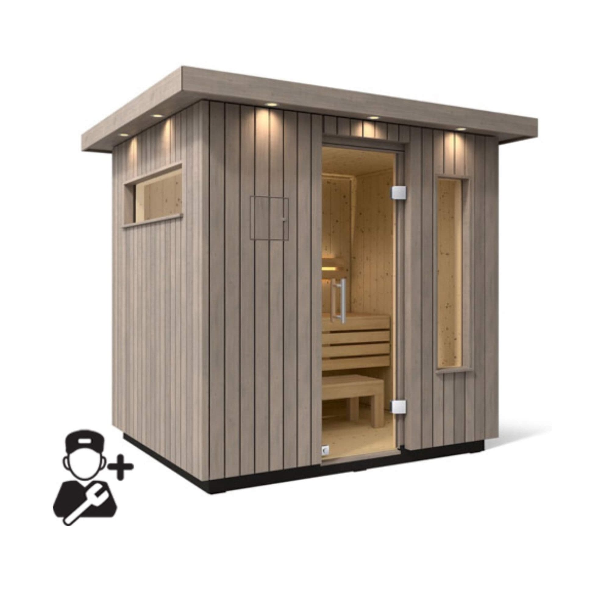 Weathered Spruce Outdoor Sauna Kit Supreme | SAKSBY WHOLESALE