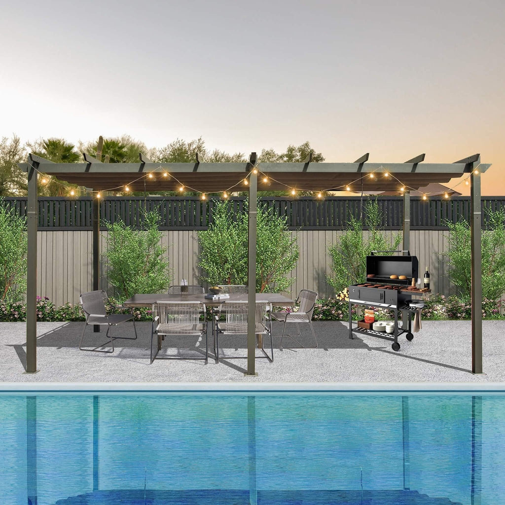 [11X20FT] Alora Premium Outdoor Retractable Aluminum Pergola Gazebo With Weather-Resistant Canopy (SAK54612) by SAKSBY WHOLESALE