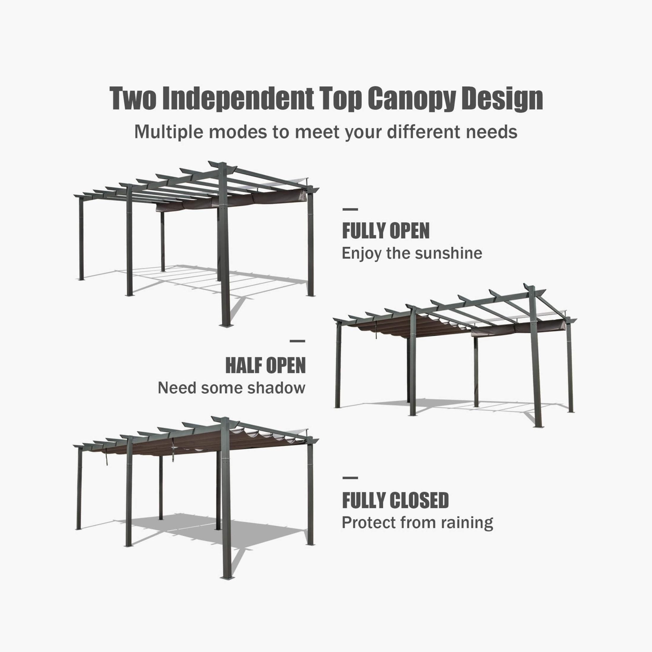 [11X20FT] Alora Premium Outdoor Retractable Aluminum Pergola Gazebo With Weather-Resistant Canopy (SAK54612) by SAKSBY WHOLESALE