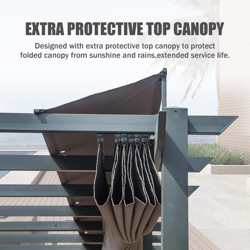 [11X20FT] Alora Premium Outdoor Retractable Aluminum Pergola Gazebo With Weather-Resistant Canopy (SAK54612) by SAKSBY WHOLESALE