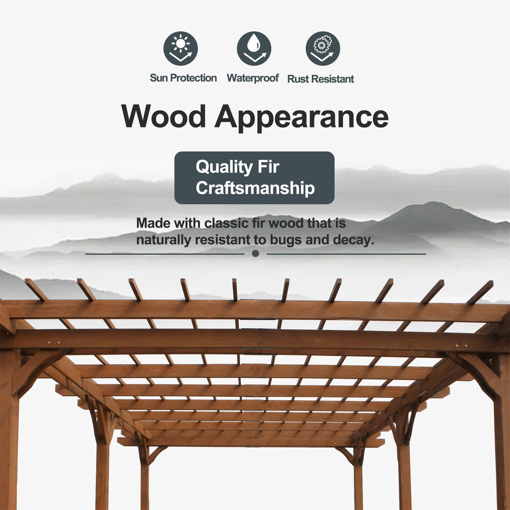 [12X16FT] Alora Extra Large Outdoor Wooden Waterproof Grape Gazebo, Brown (SAK76476) by SAKSBY WHOLESALE