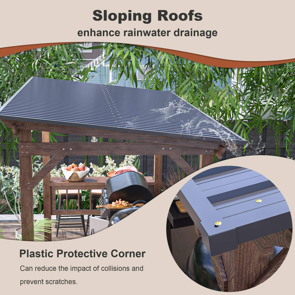WeatherproofAllSeason DurableOutdoor BBQGazebo ShelvesIncluded SturdyFrame TimberBuild | SAKSBY WHOLESALE