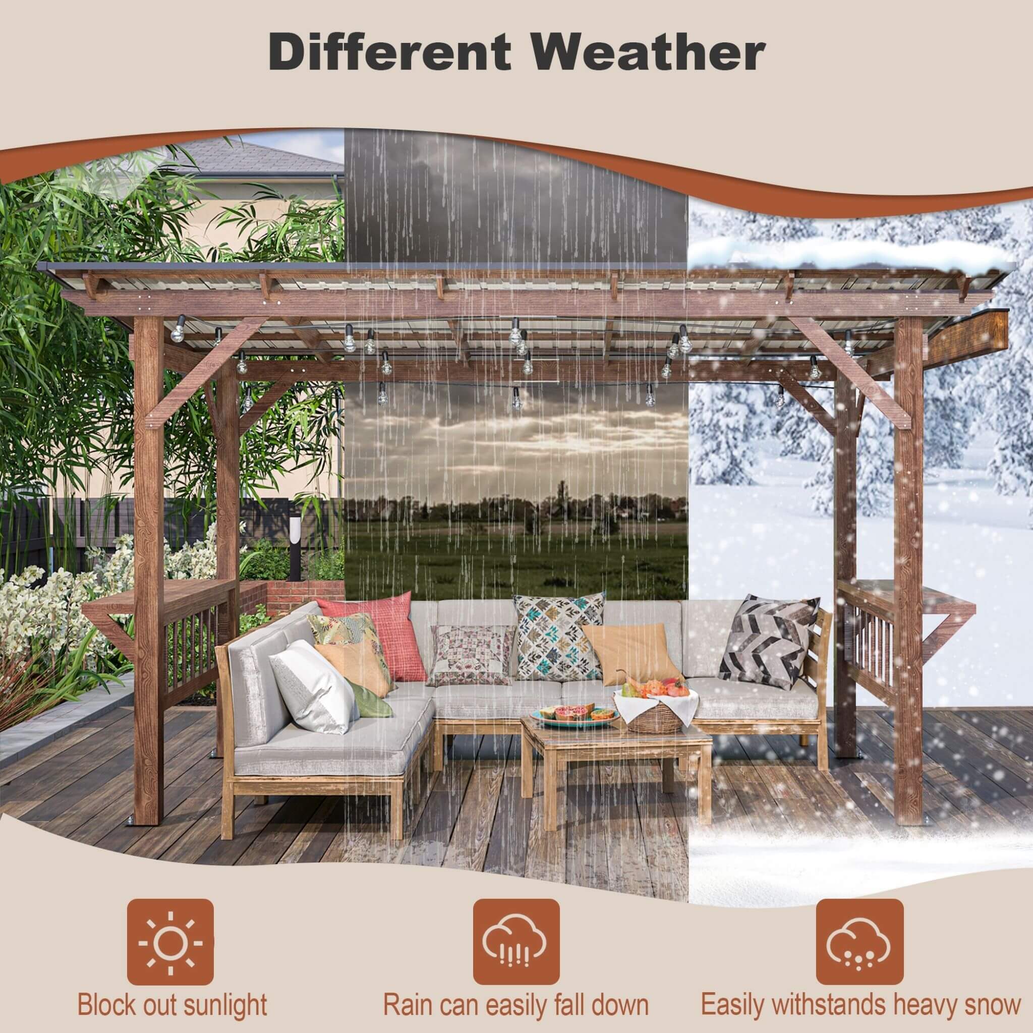WeatherproofAllSeason DurableOutdoor BBQGazebo ShelvesIncluded SturdyFrame TimberBuild | SAKSBY WHOLESALE