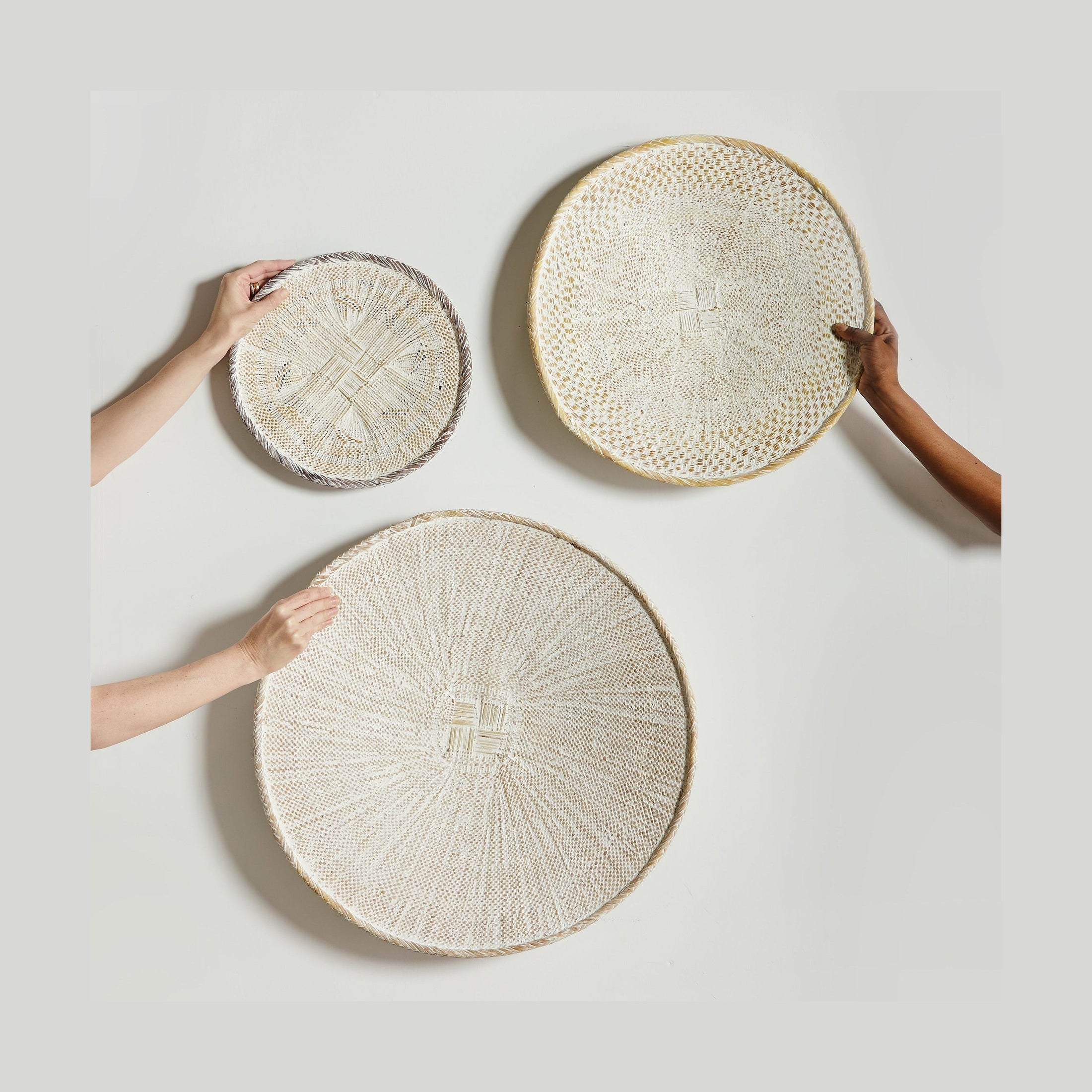 White Washed Handwoven Wall Basket