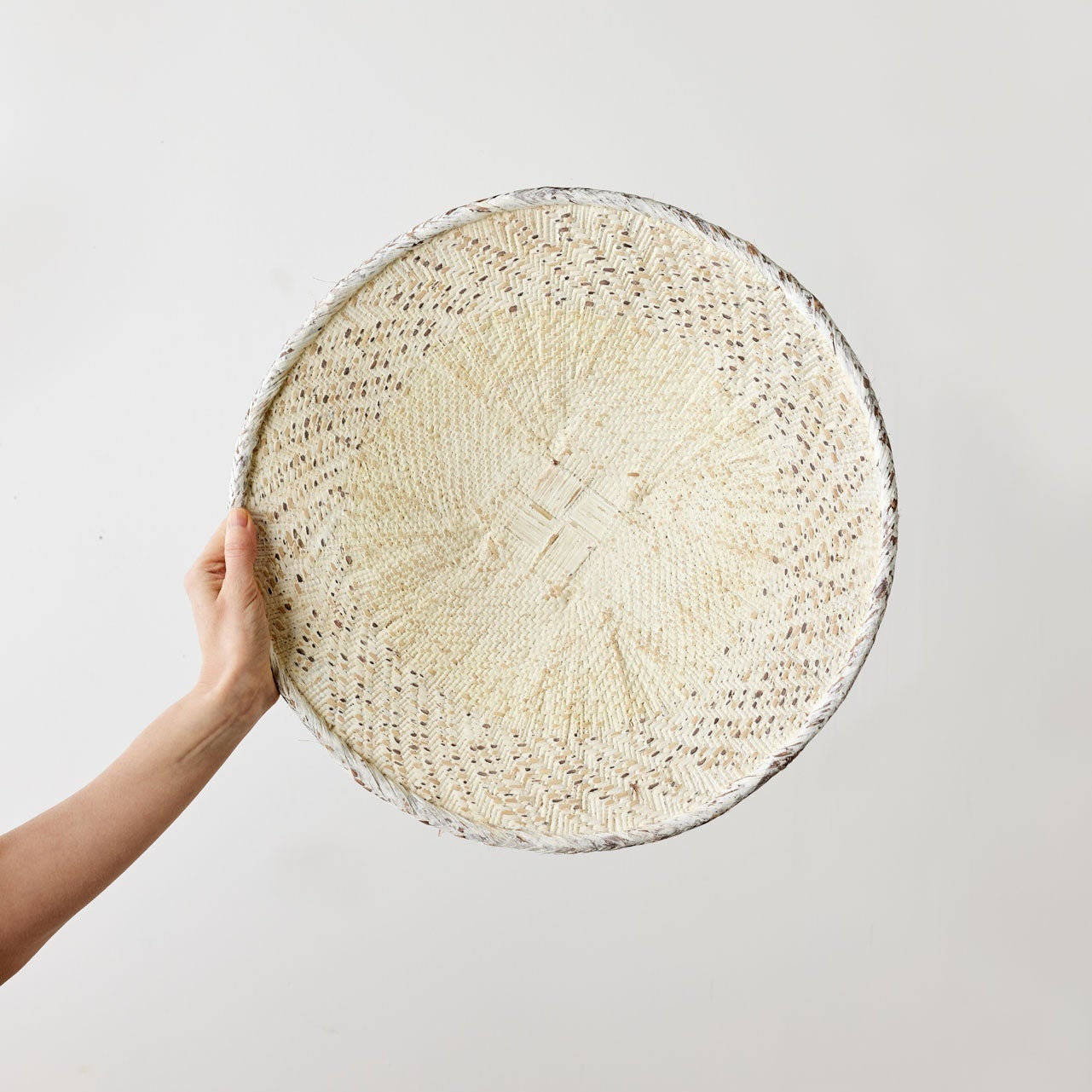 White Washed Handwoven Wall Basket