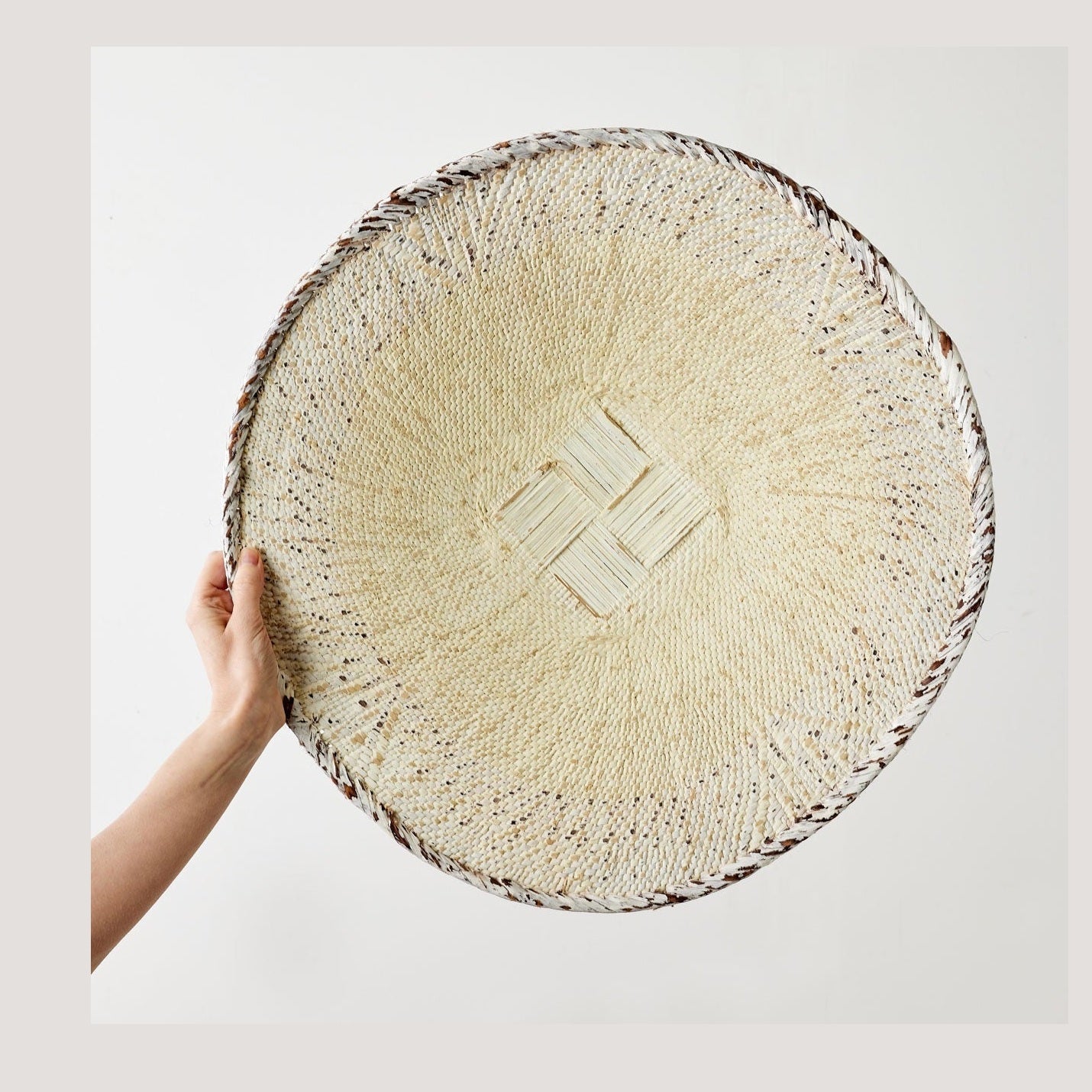 White Washed Handwoven Wall Basket