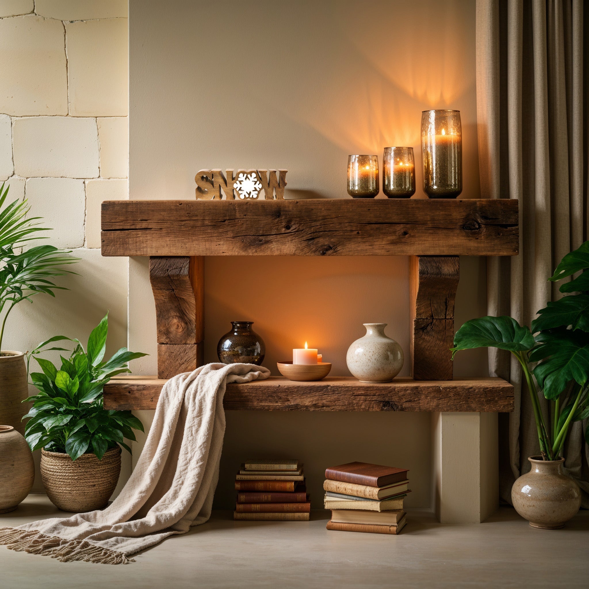 Winter Grace – Hand-Carved Wooden Sculpture, Handmade Seasonal Home Decor
