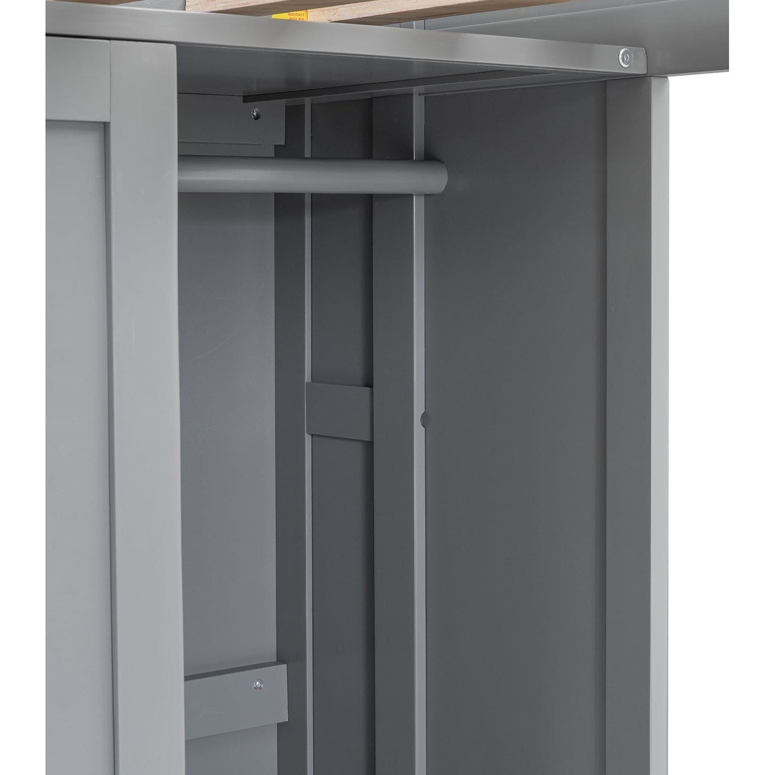 Wood Twin Size Loft bed with Multiple Storage Shelves and Wardrobe, Gray