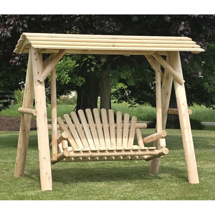 Wooden Porch Swing with Canopy